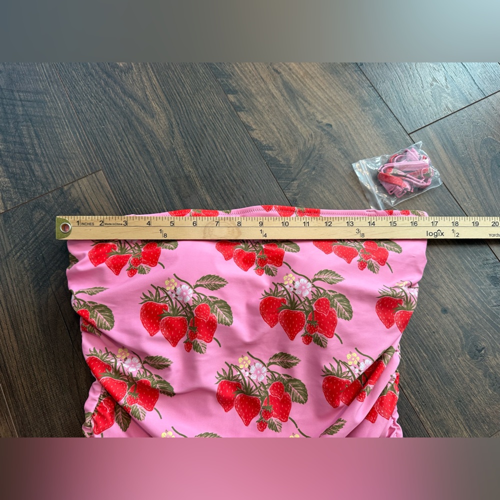 Pink Chicken Pink Strawberry Print Strapless One-Piece Swimsuit - Picture 8 of 10